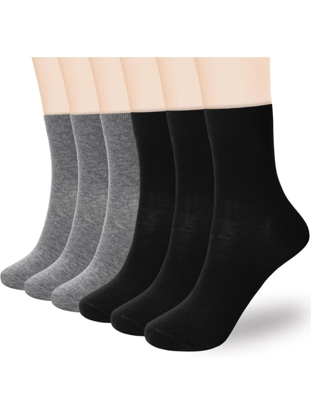 🧦Women's Dark Grey Black 6 Pairs Thin Above Ankle Socks Cotton Crew Socks